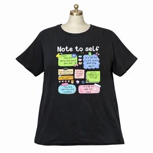 “Note to Self” Black Graphic T-shirt (L/XL)